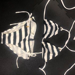 Ralph Lauren blue white stripe gold accent bikini